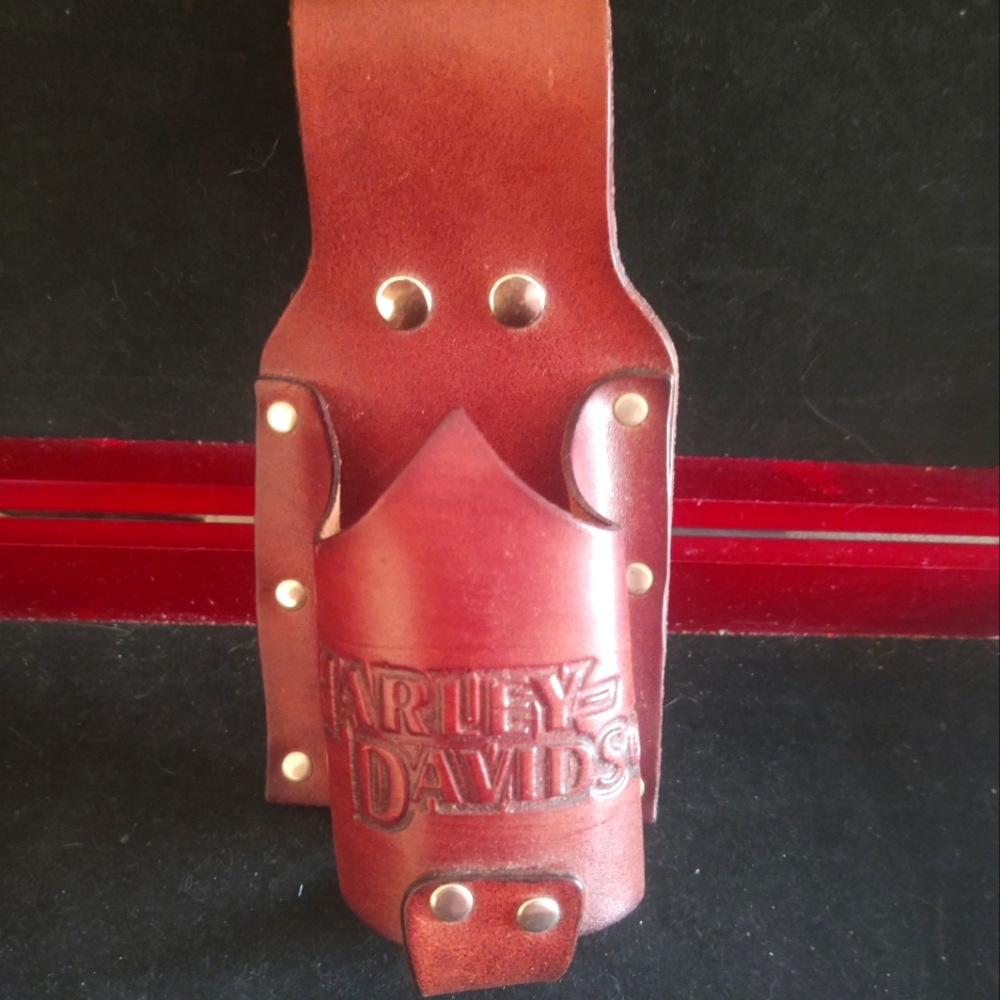 Harley Davidson Motorcycle leather drink holder.